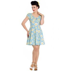 HELL BUNNY Sunshine Floral Gingham Dress